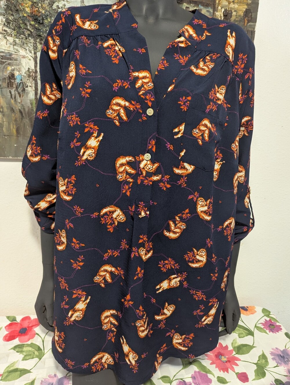 Modcloth Sloth Patterned Top | Size 1X